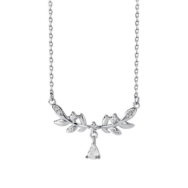 Laurel Goddess Necklace For Female Niche Design, Light Luxury Zircon Collarbone Chain, Ins Style Wheat Ear Pendant_ipsvogv.com