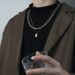 Titanium steel personality Cuban double layer 26 letter necklace men and women trend hip hop niche sweater chain pendant jewelry_ipsvogv.com