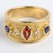 French Light Luxury Craftsmanship Inlaid Blue Haoshi Ring, Ancient Style Alloy Ring_ipsvogv.com