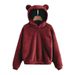 Women's Clothing autumn and winter new fluffy rabbit ears hooded warm sweater sweater_ipsvogv.com