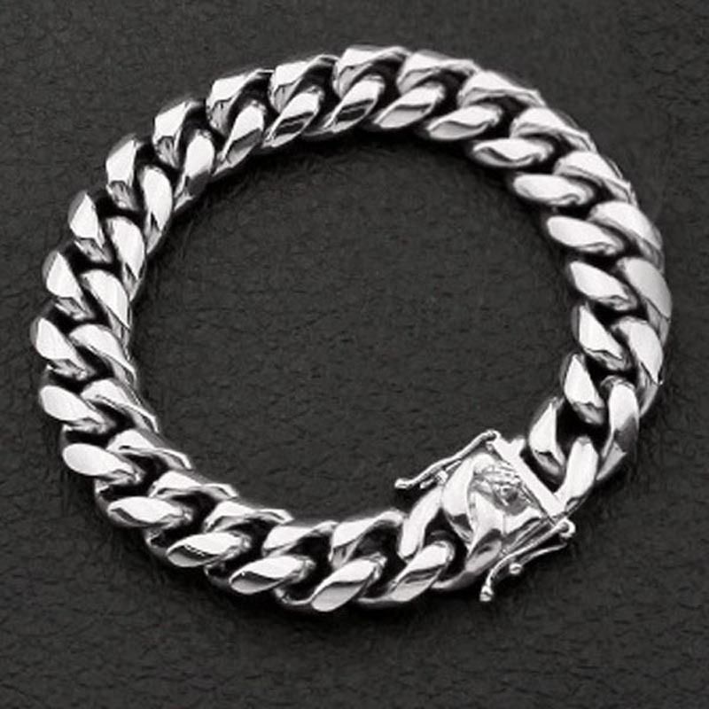 Titanium Round Polished Dragon Head Buckle Bracelet Stainless Steel Dense Chain Men's Hip-Hop High-Quality Jewelry_ipsvogv.com
