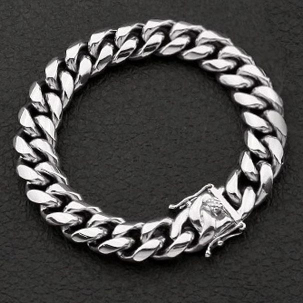 Titanium Round Polished Dragon Head Buckle Bracelet Stainless Steel Dense Chain Men's Hip-Hop High-Quality Jewelry_ipsvogv.com
