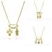 Family Heart Pendant Necklace - Gold Plated With Zircon Accents, Matching Boy & Girl Clavicle Chain, Romantic Couple Jewelry Gift_ipsvogv.com