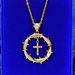 New Round Thorn Hollow Inlaid Rhinestone Virgin Cross Pendant Necklace Hip Hop_ipsvogv.com