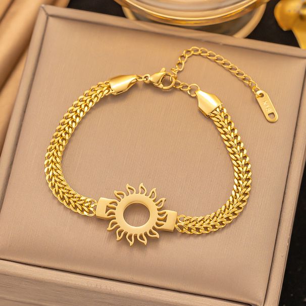 New Gold Moss Code Diamond Double Layered Stainless Steel Bracelet For Women's Handwear_ipsvogv.com
