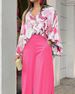 Women's New Fashion Suit Large Size Women's Lapel Shirt Printed High Waist Wide Leg Pants Two-piece Set_ipsvogv.com