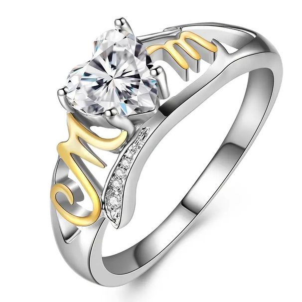 Cao Shi's Best-selling Mother's Day Gift, Love, Mom's Inlaid Love Zircon Double Color Ring_ipsvogv.com