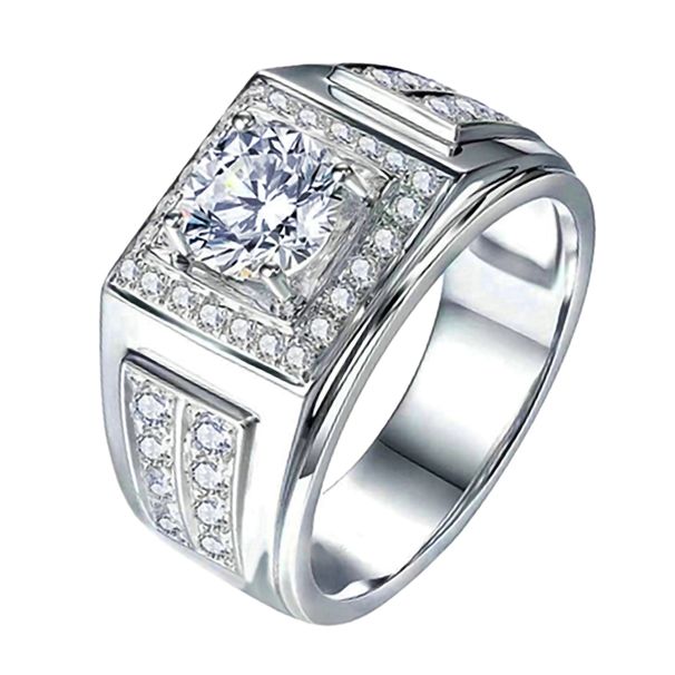 Fahionable And Elegant Square Diamond-Studded Ring, Trendy Men' With Clutered Starlight, Wedding Ring For_ipsvogv.com
