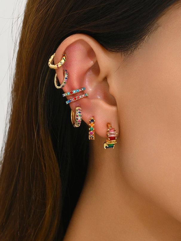 Ins Geometry American New Personalized Inlaid Zircon Diamond Earrings, Small and Versatile Women's Earrings_ipsvogv.com