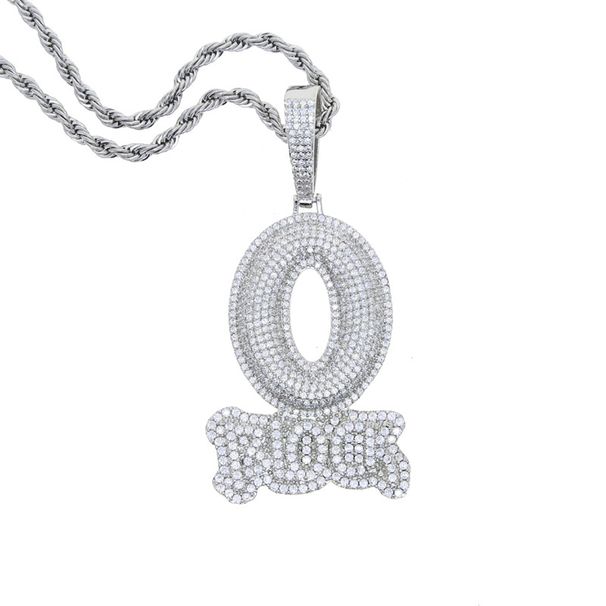 Men's Hip Hop Zirconium Letter Pendant Necklace - O Block Design With Cubic Zirconia, 60cm Chain (Silver/Gold) Rap Inlaid Zircon Jewelry_ipsvogv.com