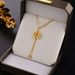 Fashion Trend Titanium Steel Non-fading Sweater Chain Gold Plated Red Auspicious Circle Bone Clavicle Chain_ipsvogv.com