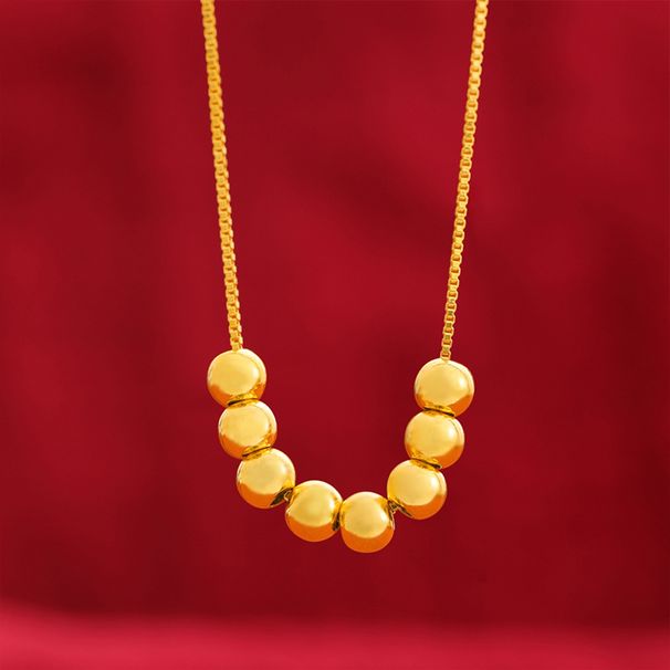 Sand Gold Bean Round Necklace, Women's High-end Accessories, Good Luck Bead Matching Chain, Chinese Style Versatile_ipsvogv.com