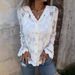 Women's Clothing lace V neck long sleeved tops _ipsvogv.com