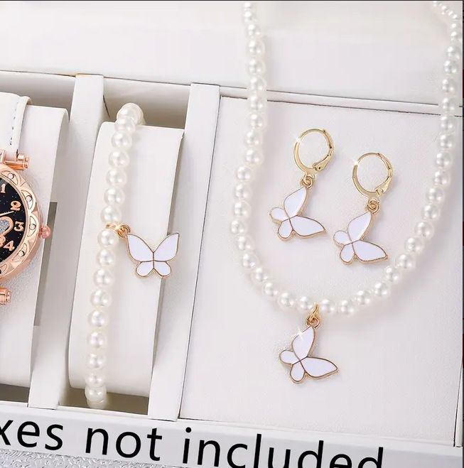 Pearl Jewelry suit Girl All-match Butterfly Love Necklace Bracelet Earrings suit_ipsvogv.com