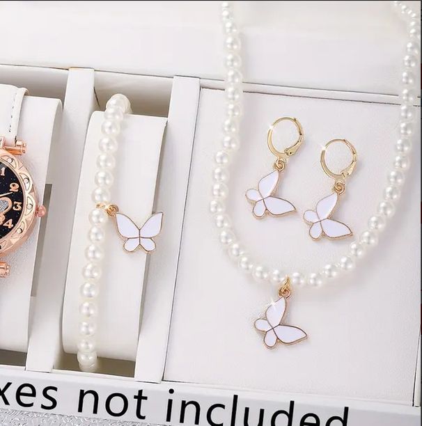 Pearl Jewelry suit Girl All-match Butterfly Love Necklace Bracelet Earrings suit_ipsvogv.com