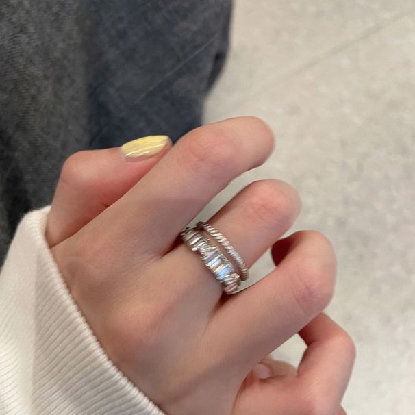 Medieval Brushed Zircon Pearl for Women Open Plain Ring, Layered with Small and High end, Light Luxury Couple Ring_ipsvogv.com