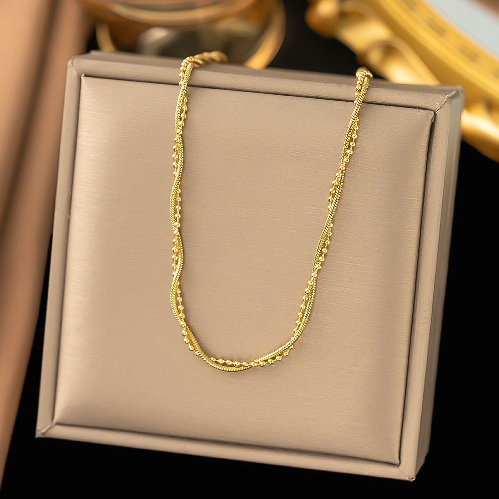 Bracelet French Non Fading Light Luxury Niche Collarbone Plated With Versatile Titanium Steel Rice Bead Chain_ipsvogv.com