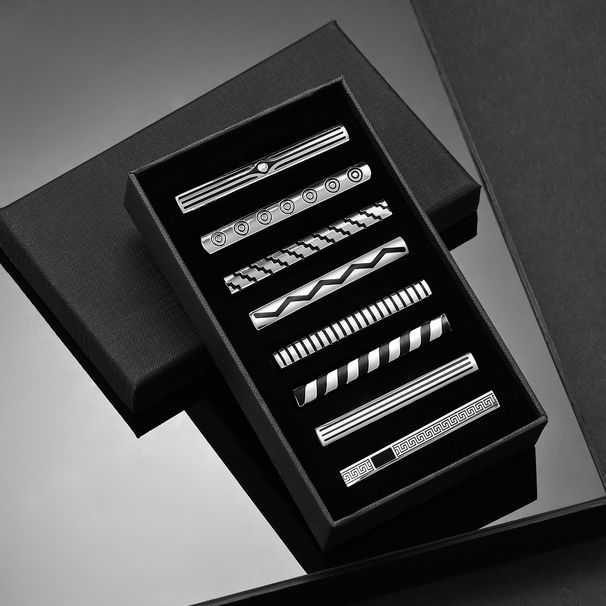 Dai Li Men's Business Tie Clip Set Personalized Striped Tie Clip Fashion Enamel Tie Clip With Black Gift Box_ipsvogv.com