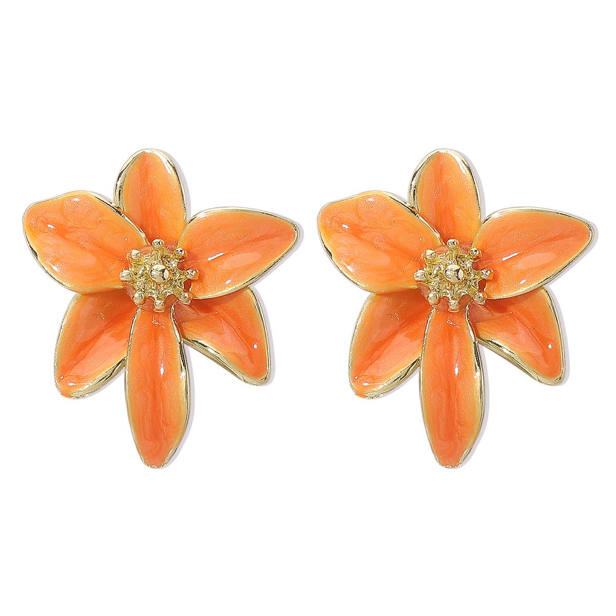 E12515 Exquisite Colored Enamel Flower for Summer Fresh and Sweet Ins Wind Drip Oil Earrings_ipsvogv.com