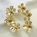 Fashion Trend Flower Connected Design Asymmetric French Earrings Exaggerated Studs_ipsvogv.com