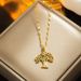 Hollow out Life Tree Necklace Ornament Colorful Diamond Wisdom Tree Pendant Female Gold Collar Chain Color Preservation_ipsvogv.com