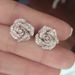 Cao Shi French Celebrity Style Hollow Out Camellia Flower Zircon Earrings Valentine's Day Gift Accessories_ipsvogv.com