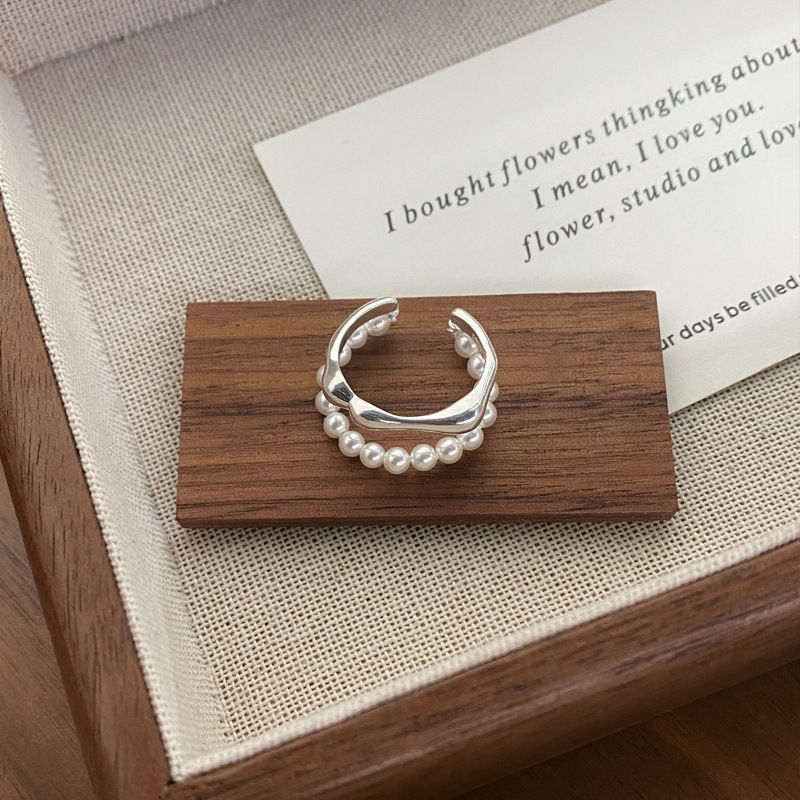 S Pure Silver Double-layer Pearl For Women, Simple Niche Design, And Cool Temperament, With An Open Index Finger Ring_ipsvogv.com