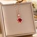 net Red Titanium Steel Necklace Female Cat's Eye Stone Fox Pendant Fashion Collarbone With Diamond Sweater Chain_ipsvogv.com
