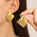 titanium steel pleated geometric earrings ins style retro glossy irregular earrings mid-ancient earrings_ipsvogv.com