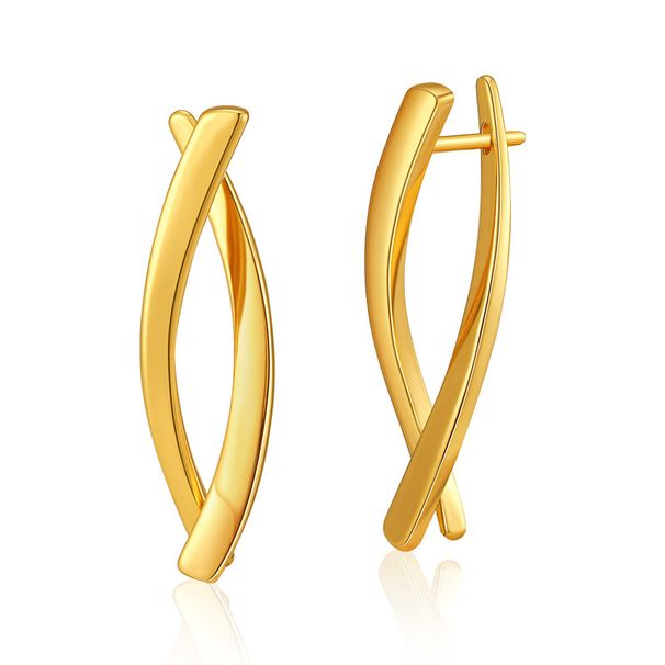 Geometric irregular lines cross design light year minimalist ear buckle K real gold plated earrings_ipsvogv.com