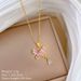 】 Pink 【 Butterfly Water Drop Light Luxury Charm Gorgeous Full Diamond Necklace Women's Versatile Clavicle Chain 【 】_ipsvogv.com