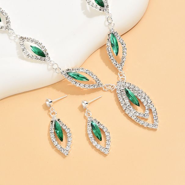Silver Water Drop Necklace & Earrings Set - Sky Eye Rhinestone Crystal Jewelry For Girls, High-End 2-Piece Gift_ipsvogv.com