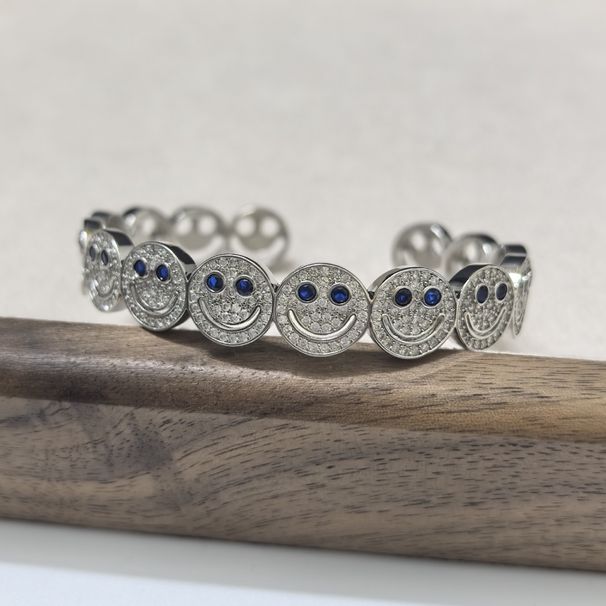 Smiley Face Micro Inlaid Diamond Fashion Open For Women Fashionable Elegant Versatile Bracelet Ring_ipsvogv.com