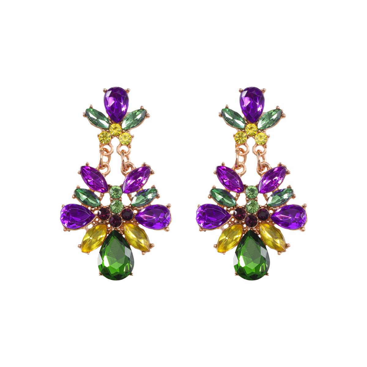 Personality fashion carnival alloy material flower shape earrings ladies vibrant party earrings_ipsvogv.com