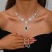 Women’s Jewelry Set Fashion Hot Selling Zircon Diamond Geometric Necklace Earrings Set Light Luxury Clavicle Chain High End Temperament Jewelry_ipsvogv.com