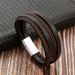 new leather hand woven bracelet men's magnet buckle stainless steel bracelet jewelry women's_ipsvogv.com