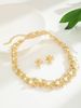 Zinc Alloy Inlaid Fashion Gold Necklace Earrings Bride Set Pearl Jewelry Set_ipsvogv.com