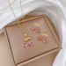 【 Titanium Steel 】 Necklace Earring Light Luxury Full Diamond Colorful Stone Cherry Personalized Temperament Banquet_ipsvogv.com