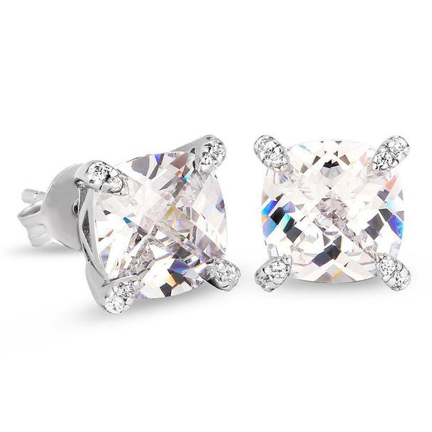 Hip Hop Zircon Earrings for Men 8mm Turtle Face Fat Square Color Diamond Earrings Jewelry_ipsvogv.com