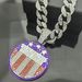 Round Brand Drip Oil White Make America Create AGAIN Letter Alloy Men's Necklace_ipsvogv.com
