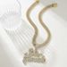 Personalized letter pendant alloy diamond Cuban chain necklace for men and women street style hip hop accessories_ipsvogv.com