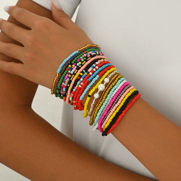 Geometric style women's bead set, niche multi-layer weaving design, high-end feel, versatile bracelet accessories_ipsvogv.com