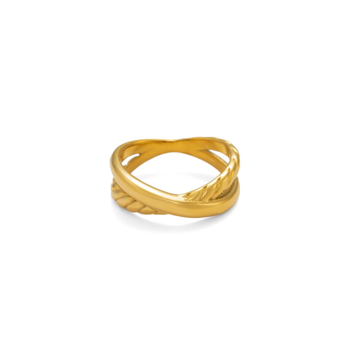 Women's Jewelry K Real Gold Electroplated Titanium Steel Exquisite Cross Ring Light Luxury Plain Ring_ipsvogv.com