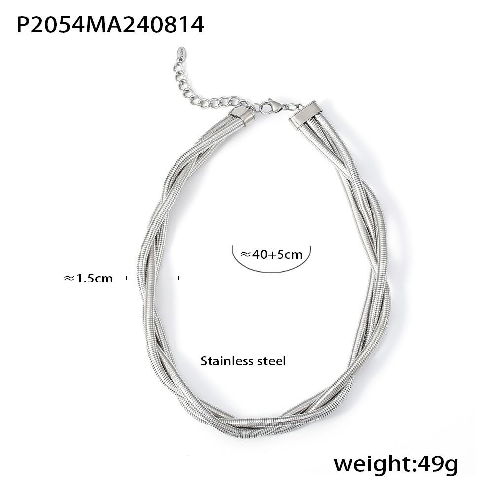 Wind Heavy Industry Three Wire Wrapped Collar Neck Chain Light Luxury Stainless Steel Plated Genuine Gold Punk Necklace_ipsvogv.com