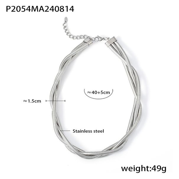 Wind Heavy Industry Three Wire Wrapped Collar Neck Chain Light Luxury Stainless Steel Plated Genuine Gold Punk Necklace_ipsvogv.com