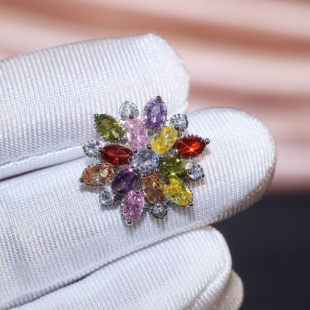 Cao Shi's new luxury sunflower double zircon women's Earrings Fashion Women's COPPER EARRINGS accessories_ipsvogv.com