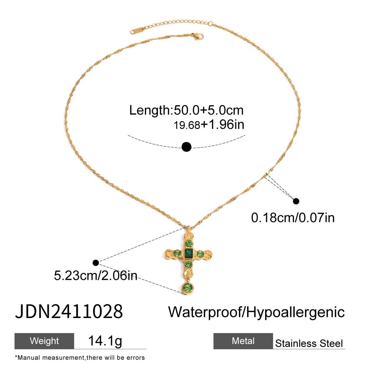 Quiet Gold Stainless Steel Irregular Cross Fried Dough Twists Chain Necklace_ipsvogv.com