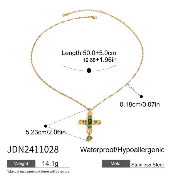 Quiet Gold Stainless Steel Irregular Cross Fried Dough Twists Chain Necklace_ipsvogv.com