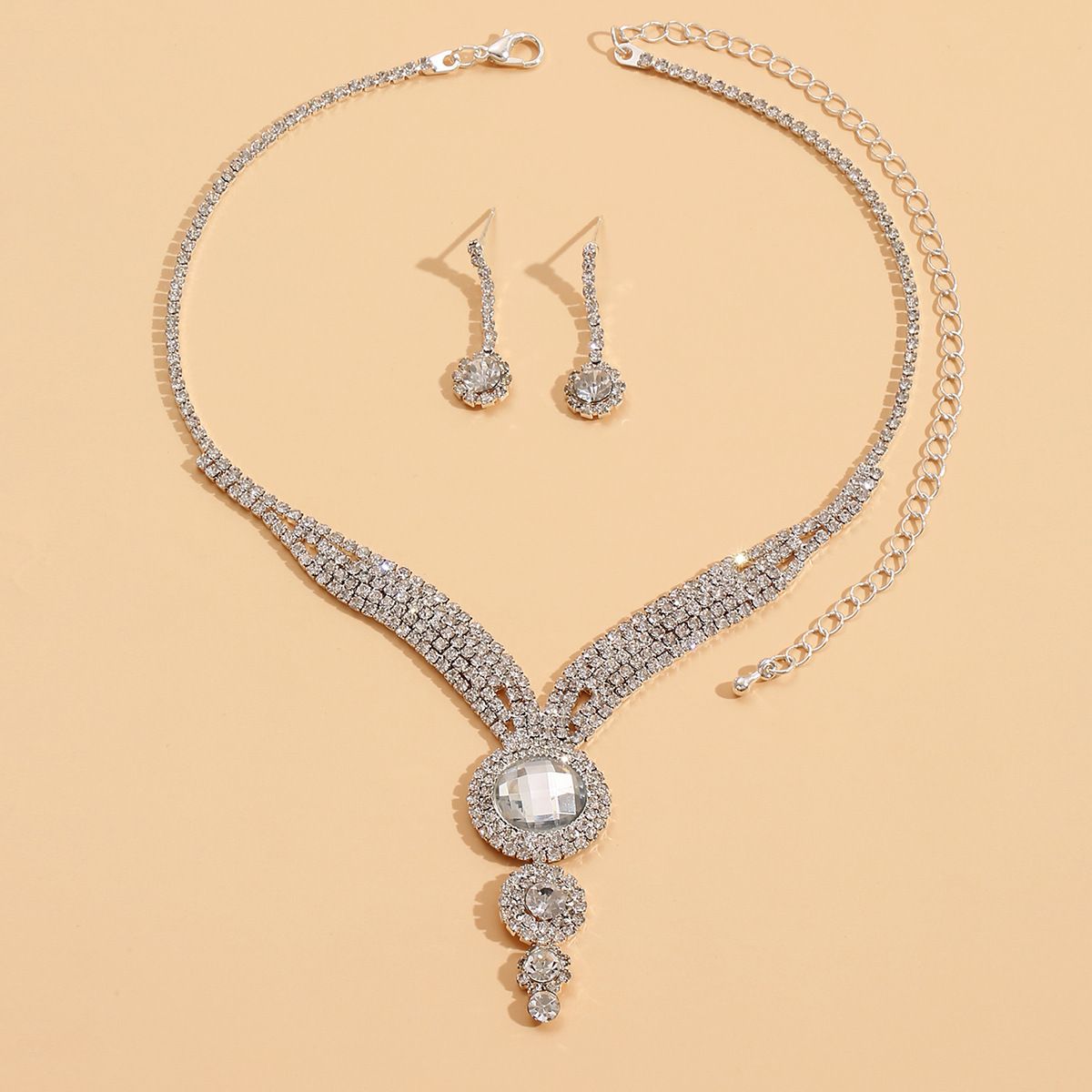 Women’s Jewelry Set Fashion Hot Selling Jewelry Sets Hot Selling Jewelry Multi Color Gemstone Necklace Earrings 2 Piece Set_ipsvogv.com