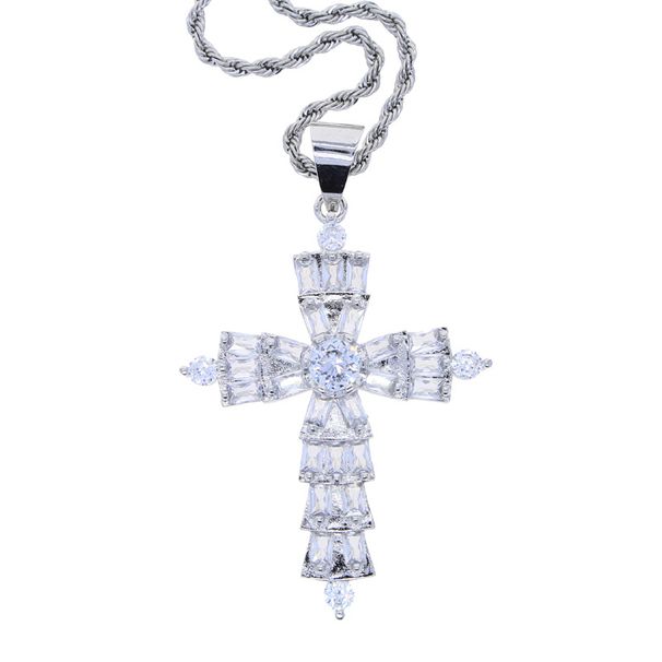 Men And Women's Jewelry Hip Hop Cross Pendant Necklace With Twist Chain, Gothic Punk Style Unisex Fashion Accessory (Sizes 50-80cm)_ipsvogv.com